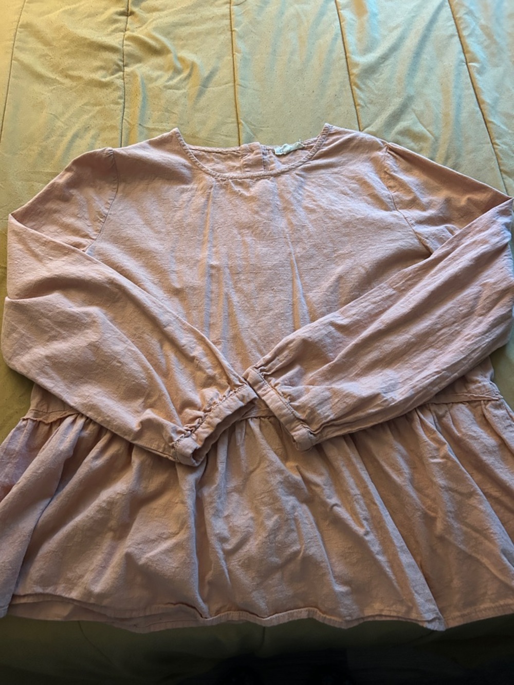 Womens Long-Sleeve Peplum Top - Light Peach